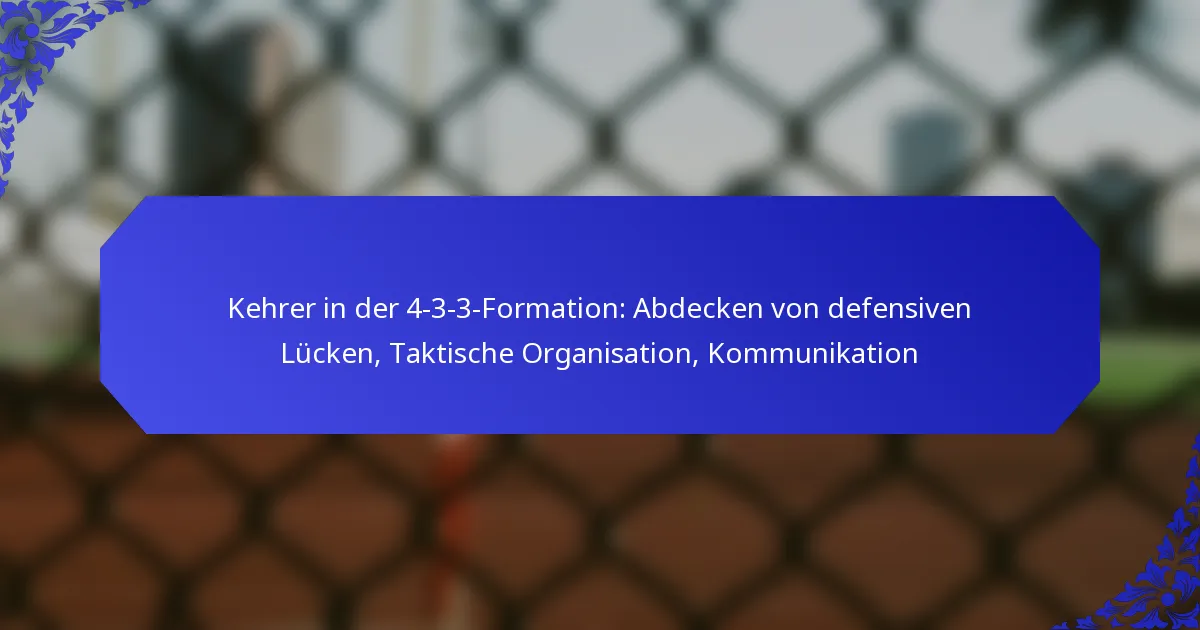 Kehrer in der 4-3-3-Formation: Abdecken von defensiven Lücken, Taktische Organisation, Kommunikation